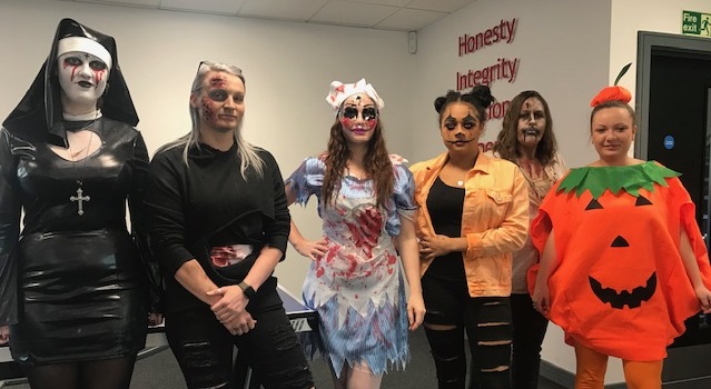 Staff in halloween costume